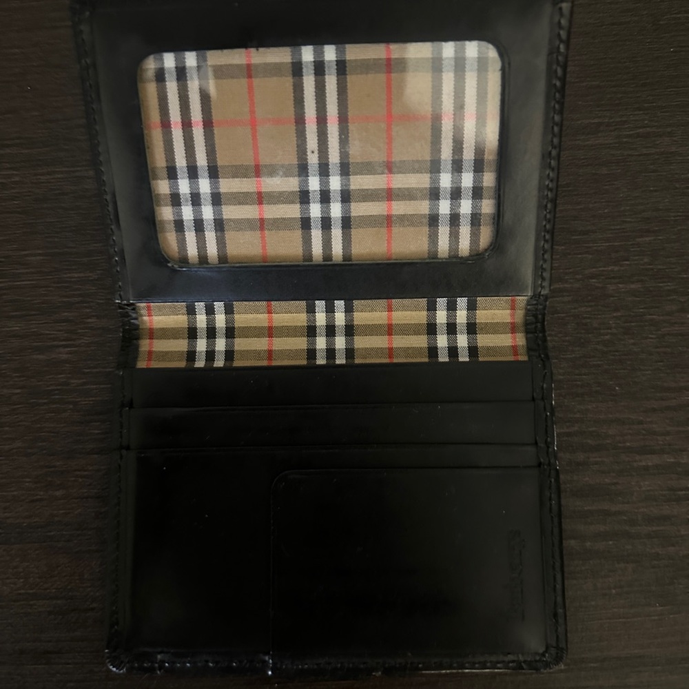 Black Burberry Card Case Wallet with Check Pattern Interior